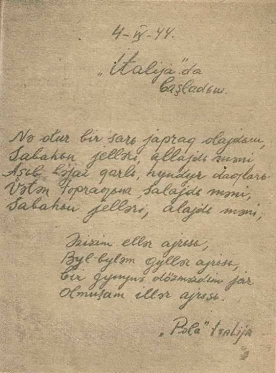 "Mixaylo"nun öz xətti ilə yazdığı şeiri üzə çıxıb "Mixaylo"nun öz xətti ilə yazdığı şeiri üzə çıxıb