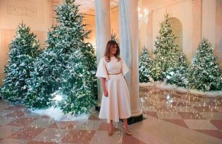 Melaniya Tramp Ağ evi bəzədi -