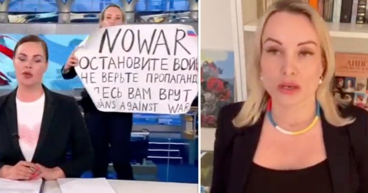 Rusiyada canlı efirdə etiraz etmiş jurnalist Marina Ovsyannikova saxlanıb